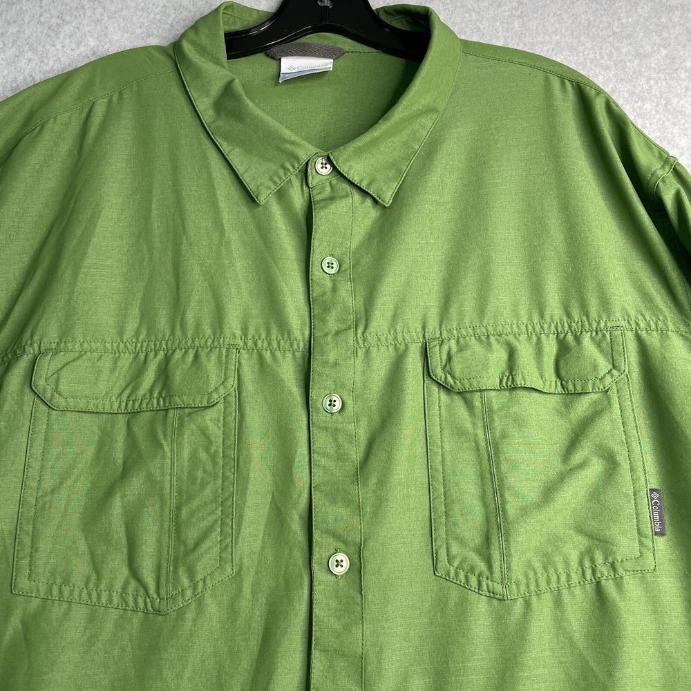 Columbia Omni Wick Shirt Men's 2XL‎ Green Long Sleeve Roll Tab Fishing Outdoor